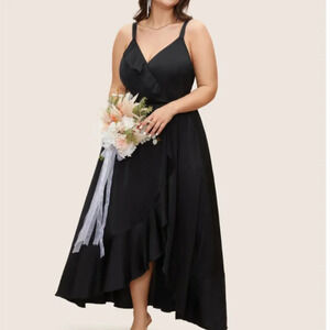 BloomChic Satin Overlap Collar Ruffles Cami Dress size L  us 12